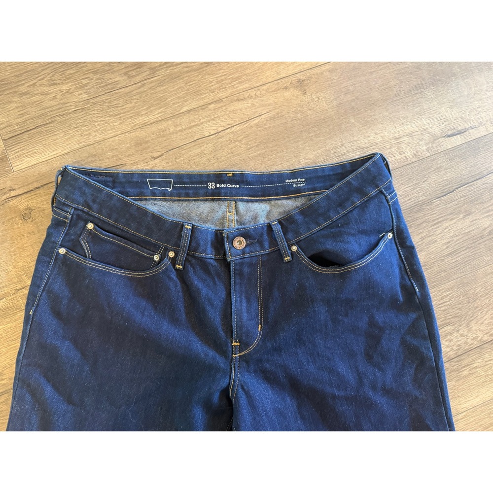Levis Bold Curve Straight Leg Jeans Modern Rise Dark Wash Denim Size 33 Womens - Picture 5 of 8